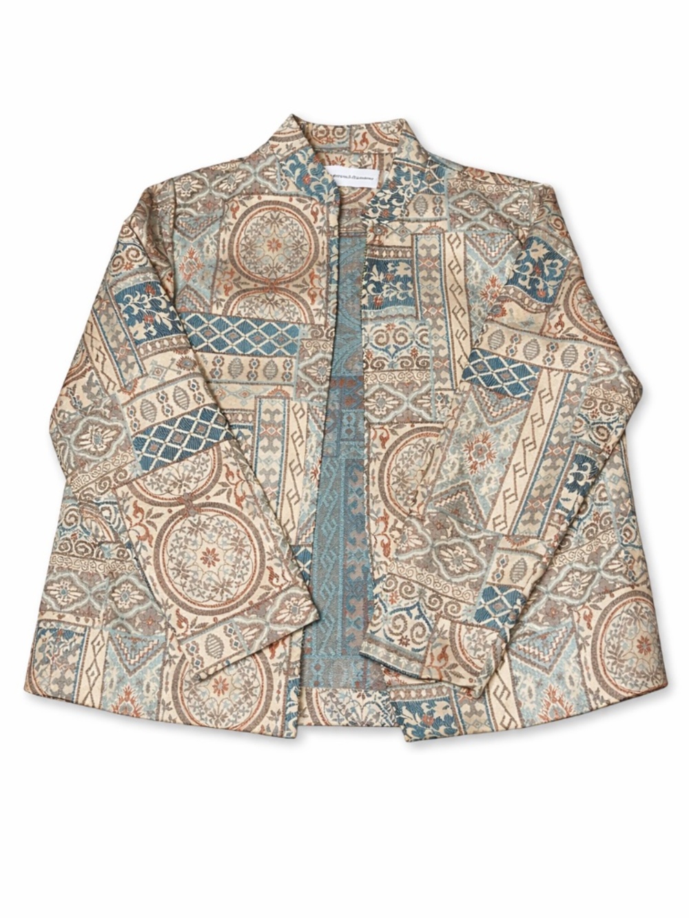 RARE Alfred Dunner Patchwork Tapestry Zip Blazer Jacket Size 16 M Boho Luxe NWOT